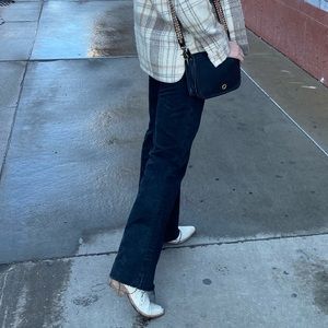 Zara Black High-Waisted Raw Hem Flare Jeans